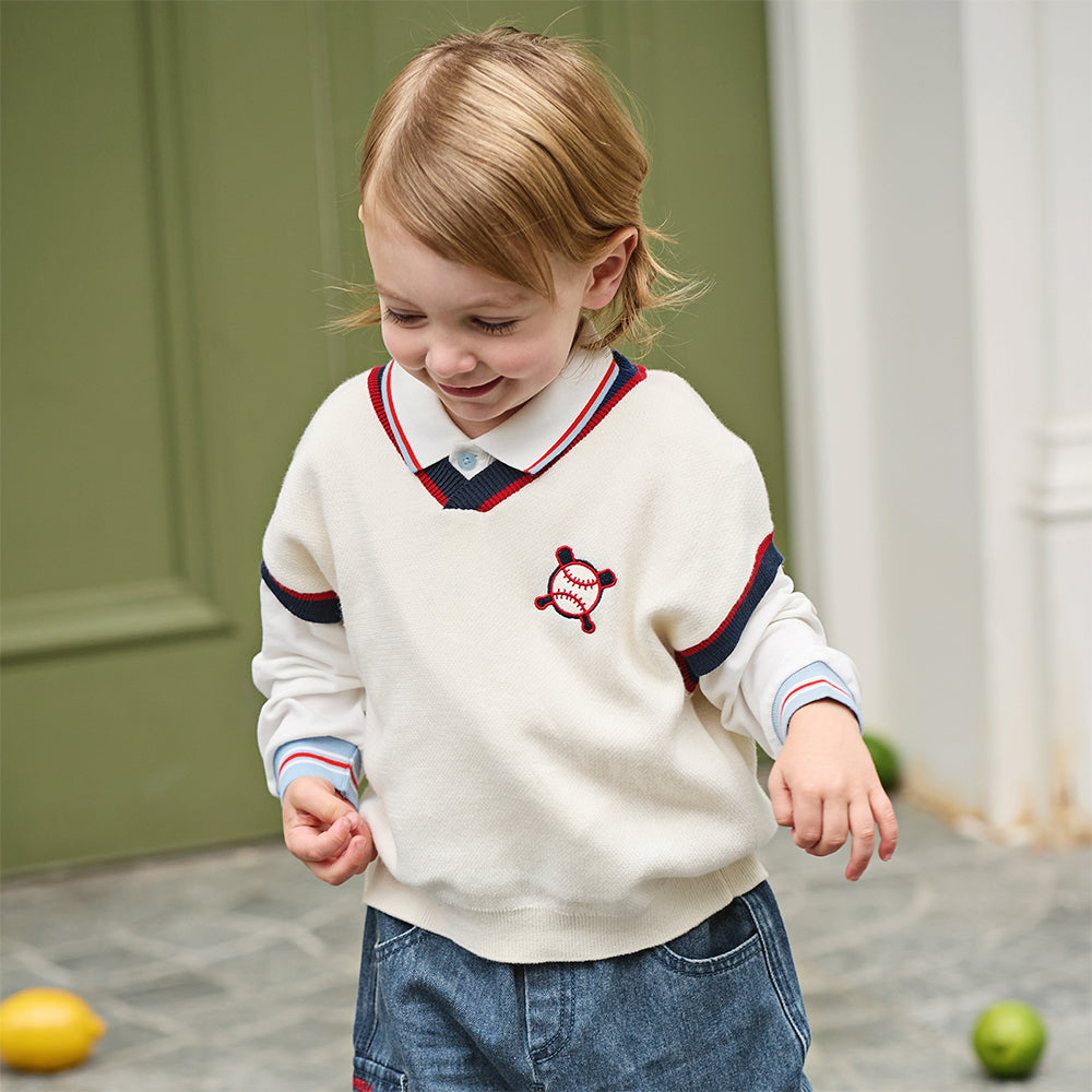 Dave&Bella Toddler Boys Versatile White Sleeveless Breathable Cotton Vests