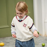 Dave&Bella Toddler Boys Versatile White Sleeveless Breathable Cotton Vests
