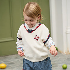 Dave&Bella Toddler Boys Versatile White Sleeveless Breathable Cotton Vests