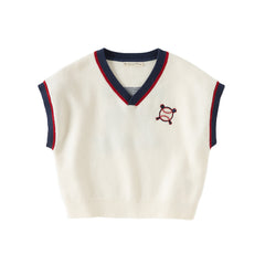 Dave&Bella Toddler Boys Versatile White Sleeveless Breathable Cotton Vests