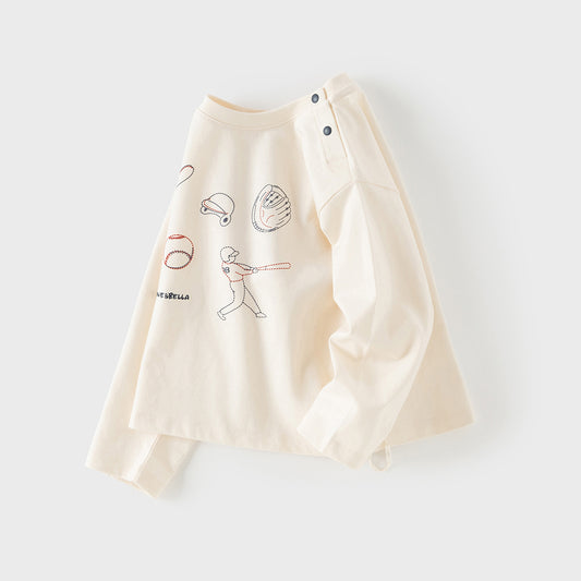 Dave&Bella Toddler Boys Apricot/Dark Grey Fashion Cotton T-shirt Tops