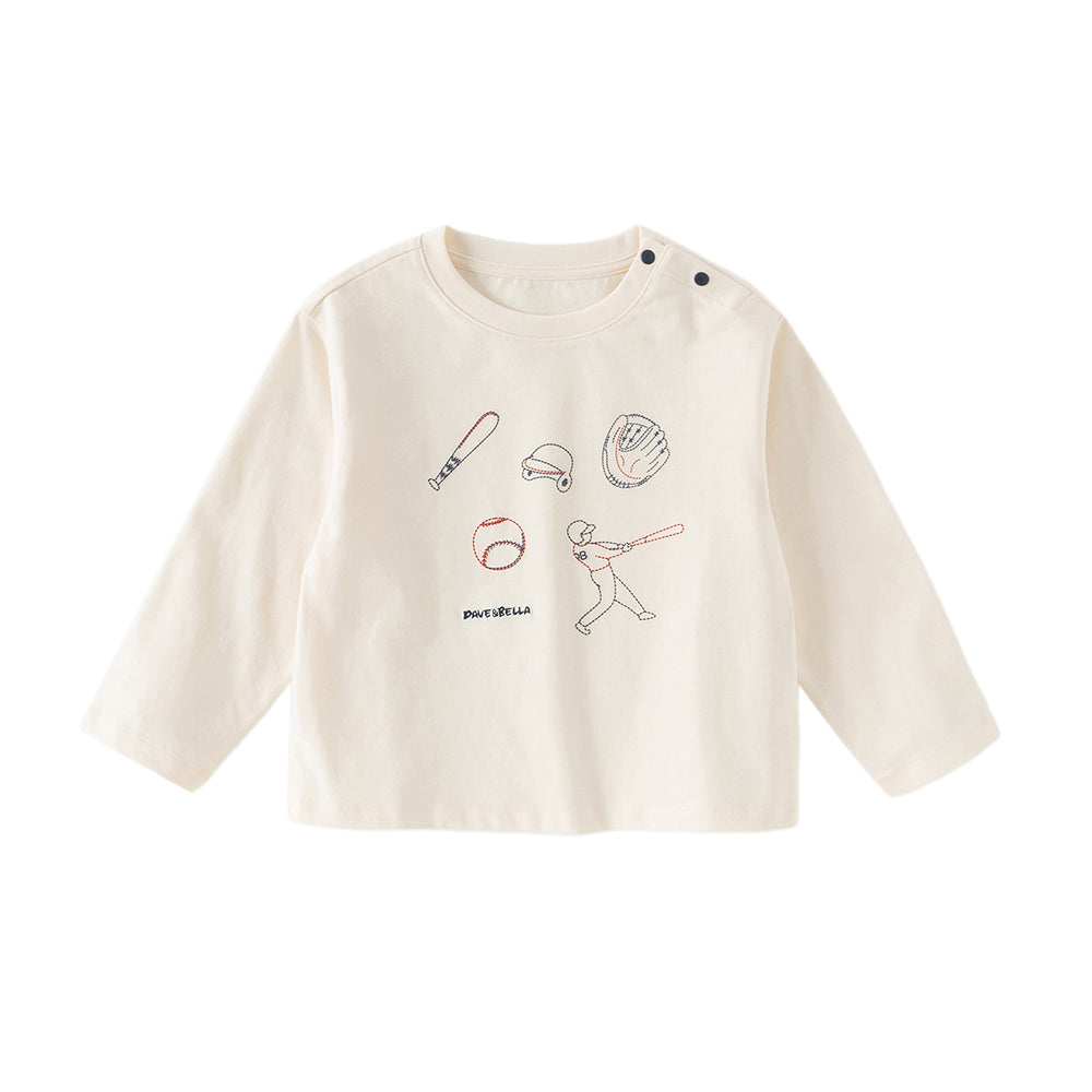 Dave&Bella Toddler Boys Apricot/Dark Grey Fashion Cotton T-shirt Tops