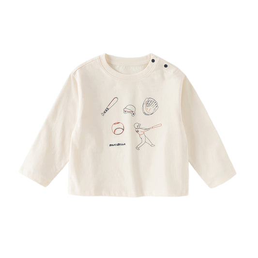 Dave&Bella Toddler Boys Apricot/Dark Grey Fashion Cotton T-shirt Tops