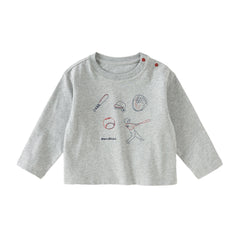 Dave&Bella Toddler Boys Apricot/Dark Grey Fashion Cotton T-shirt Tops