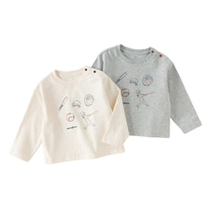 Dave&Bella Toddler Boys Apricot/Dark Grey Fashion Cotton T-shirt Tops