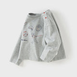 Dave&Bella Toddler Boys Apricot/Dark Grey Fashion Cotton T-shirt Tops