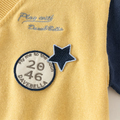 Dave&Bella Toddler Boys Casual Yellow V-neck Soft Cotton Sweater Cardigans