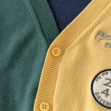 Dave&Bella Toddler Boys Casual Yellow V-neck Soft Cotton Sweater Cardigans
