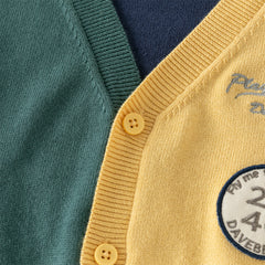Dave&Bella Toddler Boys Casual Yellow V-neck Soft Cotton Sweater Cardigans