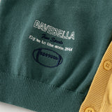 Dave&Bella Toddler Boys Casual Yellow V-neck Soft Cotton Sweater Cardigans