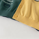 Dave&Bella Toddler Boys Casual Yellow V-neck Soft Cotton Sweater Cardigans