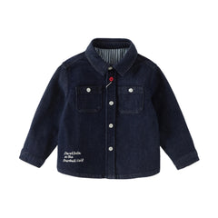 Dave&Bella Toddler Boys Denim Blue Long Sleeve Shirt Tops