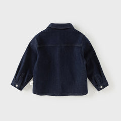 Dave&Bella Toddler Boys Denim Blue Long Sleeve Shirt Tops