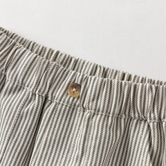 Dave&Bella Toddler Boys Grey White Striped Cotton Straight-leg Wide Pants