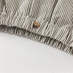 Dave&Bella Toddler Boys Grey White Striped Cotton Straight-leg Wide Pants