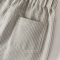 Dave&Bella Toddler Boys Grey White Striped Cotton Straight-leg Wide Pants