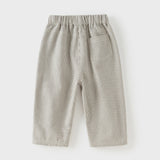 Dave&Bella Toddler Boys Grey White Striped Cotton Straight-leg Wide Pants