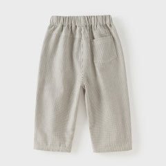 Dave&Bella Toddler Boys Grey White Striped Cotton Straight-leg Wide Pants