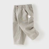 Dave&Bella Toddler Boys Grey White Striped Cotton Straight-leg Wide Pants