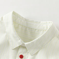 Dave&Bella Kids Boys Summer Stylish Striped Beige Cotton College-style Shirts