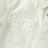 Dave&Bella Kids Boys Summer Stylish Striped Beige Cotton College-style Shirts