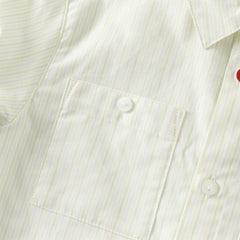 Dave&Bella Kids Boys Summer Stylish Striped Beige Cotton College-style Shirts