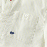 Dave&Bella Kids Boys Summer Stylish Striped Beige Cotton College-style Shirts