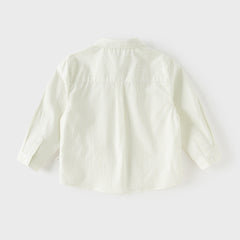 Dave&Bella Kids Boys Summer Stylish Striped Beige Cotton College-style Shirts