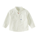 Dave&Bella Kids Boys Summer Stylish Striped Beige Cotton College-style Shirts