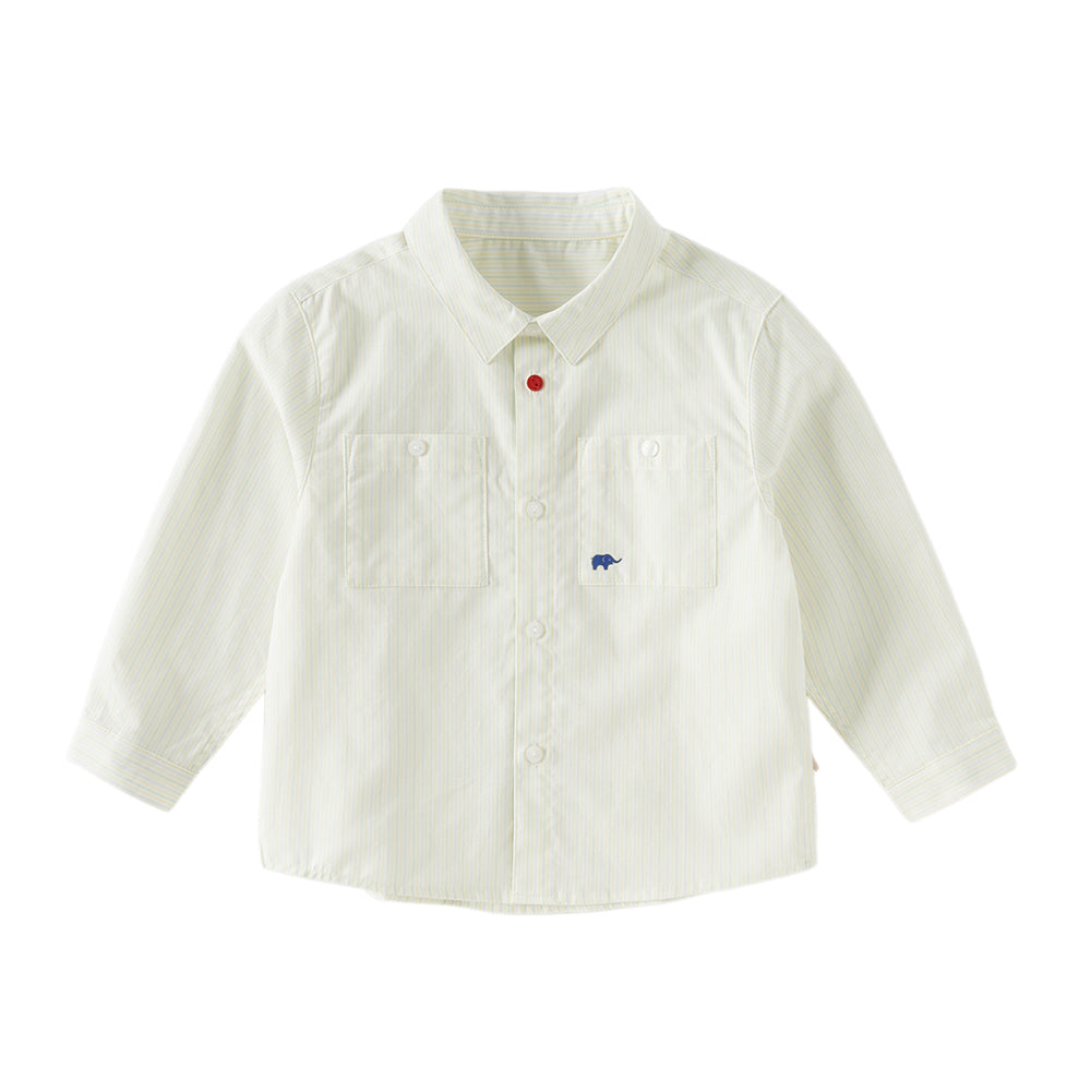 Dave&Bella Kids Boys Summer Stylish Striped Beige Cotton College-style Shirts