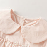 Dave&Bella Toddler Girls Pink Sweet Doll Collar Long Sleeve Soft Cotton A-line Dress