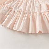 Dave&Bella Toddler Girls Pink Sweet Doll Collar Long Sleeve Soft Cotton A-line Dress