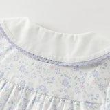 Dave&Bella Toddler Girls Blue Floral Print Doll Collar Soft Cotton Shirts Tops
