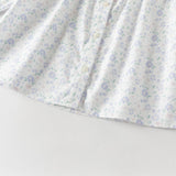 Dave&Bella Toddler Girls Blue Floral Print Doll Collar Soft Cotton Shirts Tops