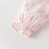 Dave&Bella Toddler Girls Adorable Pink Cherry Blossom Print Long Sleeve Party Dress