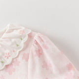 Dave&Bella Toddler Girls Adorable Pink Cherry Blossom Print Long Sleeve Party Dress