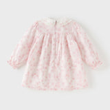 Dave&Bella Toddler Girls Adorable Pink Cherry Blossom Print Long Sleeve Party Dress