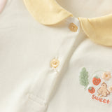 Dave&Bella Toddler Girls Cute Pink Flower Embroidery Long Sleeve Soft College-style Polos