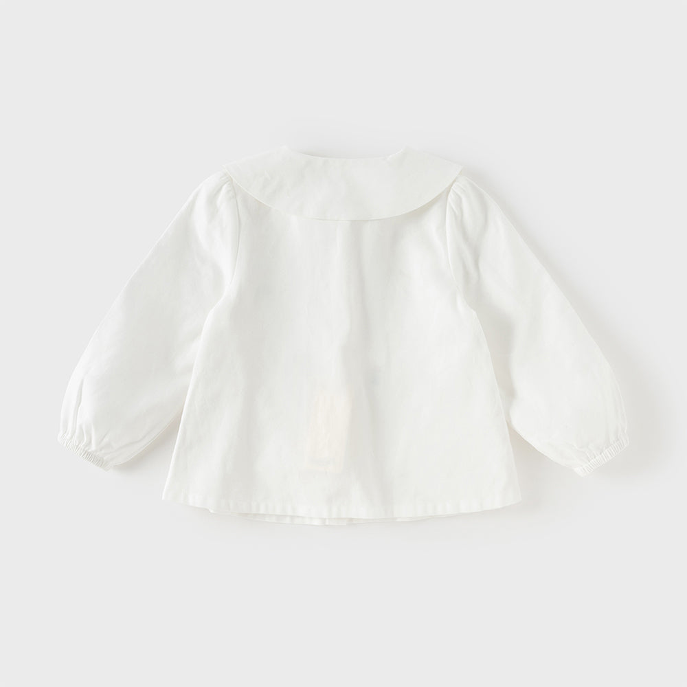 Dave&Bella Toddler Girls Elegant Beige Breathable Cotton Shirt Tops