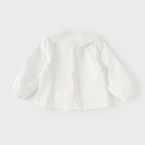 Dave&Bella Toddler Girls Elegant Beige Breathable Cotton Shirt Tops
