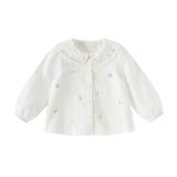 Dave&Bella Toddler Girls Elegant Beige Breathable Cotton Shirt Tops