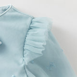 Dave&Bella Toddler Girls Elegant Blue Long Sleeve A-line Princess Dress