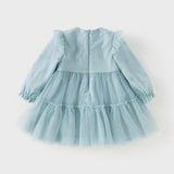 Dave&Bella Toddler Girls Elegant Blue Long Sleeve A-line Princess Dress
