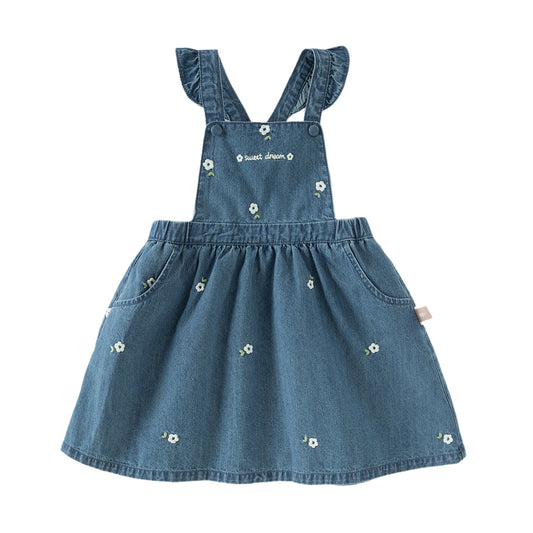 Dave&Bella Toddler Girls Fashion Denim Blue Sleeveless Breathable Cotton Pinafore Dress