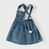 Dave&Bella Toddler Girls Fashion Denim Blue Sleeveless Breathable Cotton Pinafore Dress
