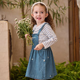 Dave&Bella Toddler Girls Fashion Denim Blue Sleeveless Breathable Cotton Pinafore Dress