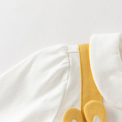 Dave&Bella Toddler Girls Cute Yellow Doll Collar Faux Two-piece Princess Dress