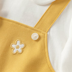 Dave&Bella Toddler Girls Cute Yellow Doll Collar Faux Two-piece Princess Dress