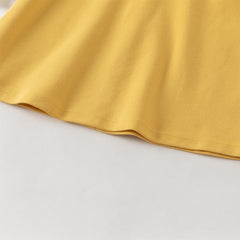 Dave&Bella Toddler Girls Cute Yellow Doll Collar Faux Two-piece Princess Dress