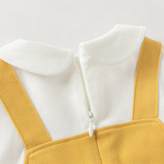 Dave&Bella Toddler Girls Cute Yellow Doll Collar Faux Two-piece Princess Dress